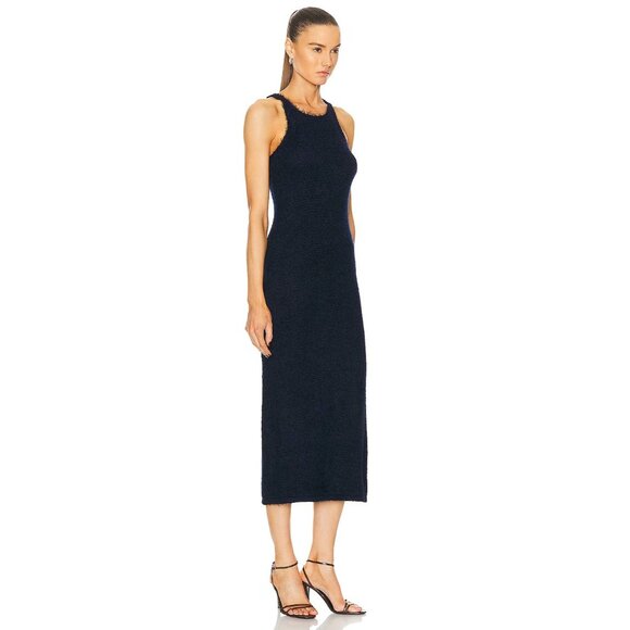KHAITE Jaime Dress Navy Blue Knit Midi Sleeveless - Picture 4 of 9